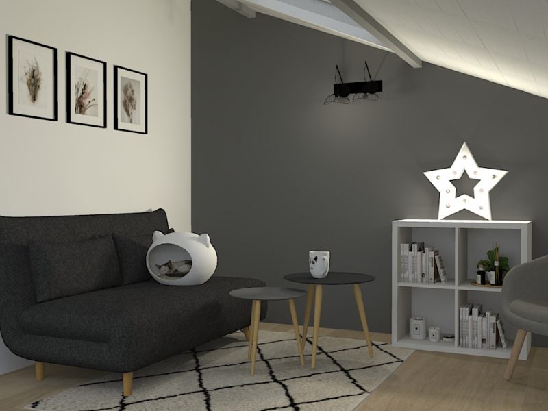 3D vue du canapé lit